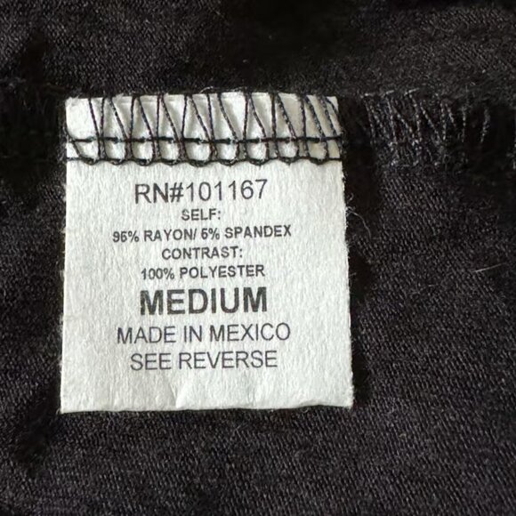 Kim & Cami M Medium Shirt Top Black Sheer Scoop Neck Puff Short Sleeve Stretch - Picture 6 of 6